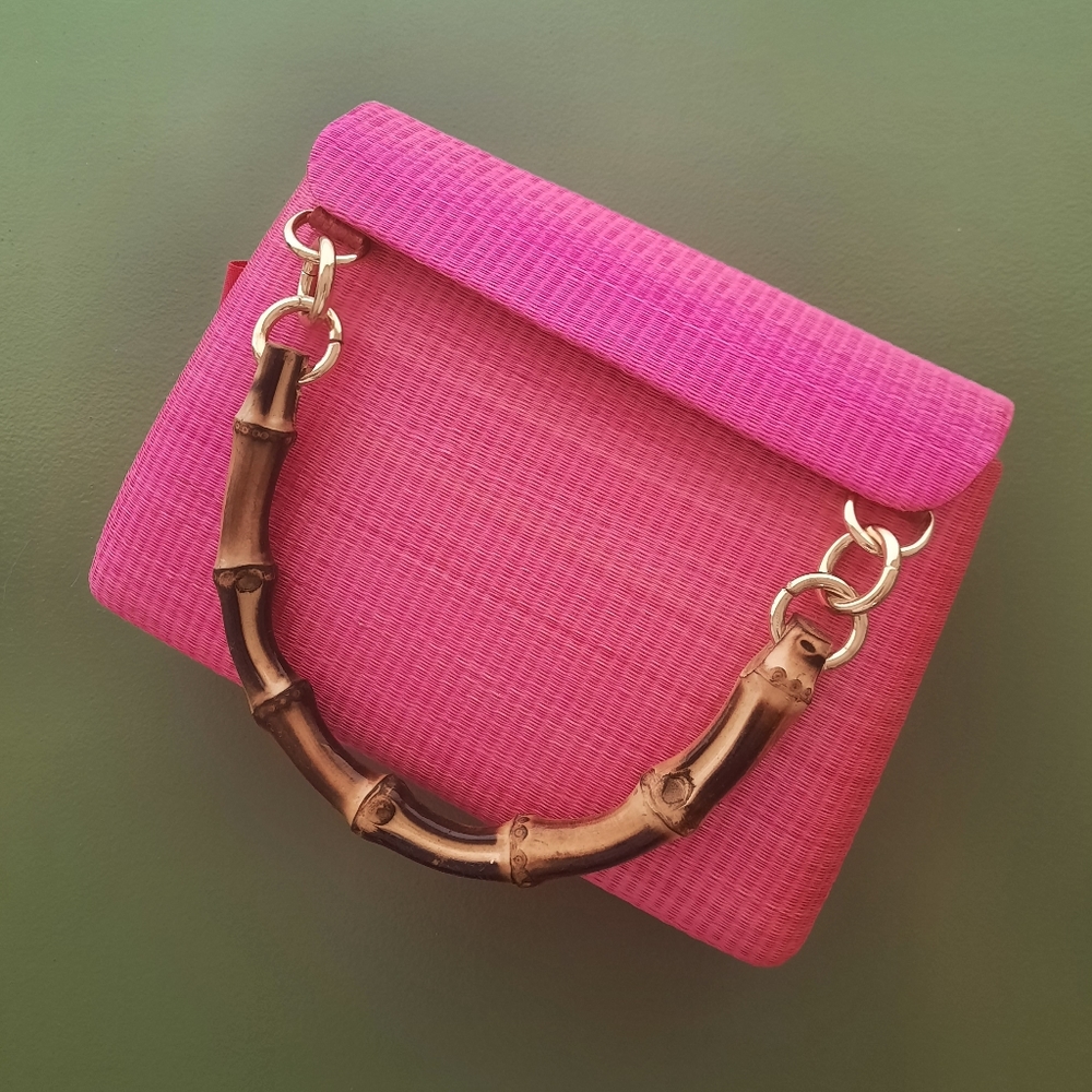 Pink Bamboo-Handle Women's Top-Handle Bag